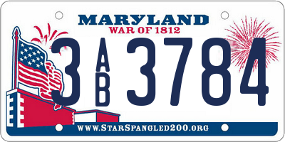 MD license plate 3AB3784
