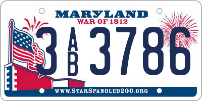 MD license plate 3AB3786