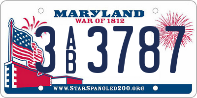 MD license plate 3AB3787
