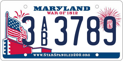 MD license plate 3AB3789