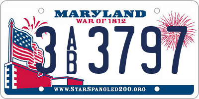 MD license plate 3AB3797