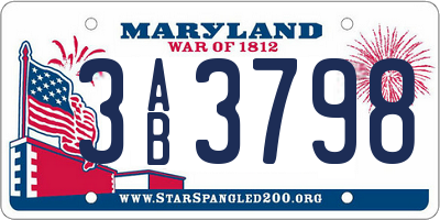 MD license plate 3AB3798
