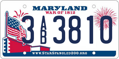 MD license plate 3AB3810
