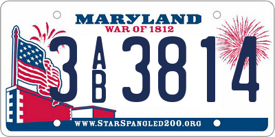MD license plate 3AB3814