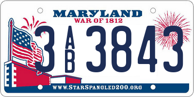 MD license plate 3AB3843