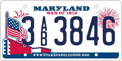 MD license plate 3AB3846