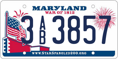 MD license plate 3AB3857