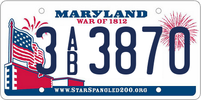 MD license plate 3AB3870