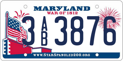 MD license plate 3AB3876