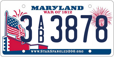 MD license plate 3AB3878