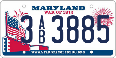 MD license plate 3AB3885
