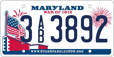 MD license plate 3AB3892