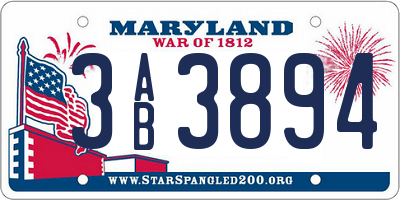 MD license plate 3AB3894