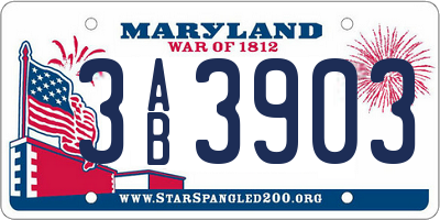 MD license plate 3AB3903