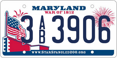 MD license plate 3AB3906