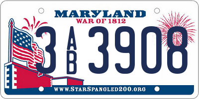 MD license plate 3AB3908