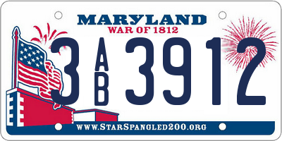 MD license plate 3AB3912