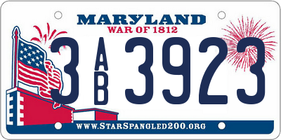 MD license plate 3AB3923