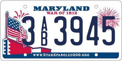MD license plate 3AB3945