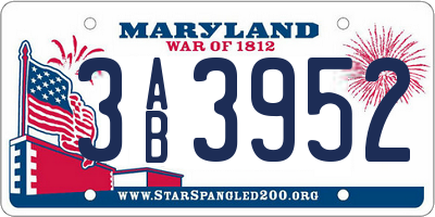 MD license plate 3AB3952