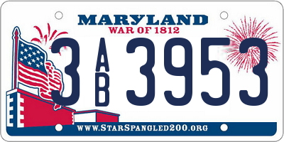 MD license plate 3AB3953
