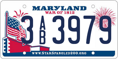 MD license plate 3AB3979