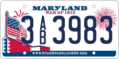 MD license plate 3AB3983