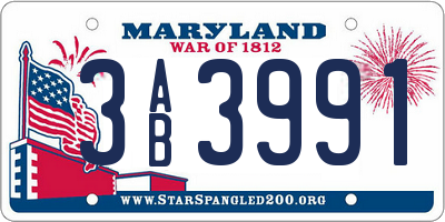 MD license plate 3AB3991