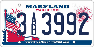 MD license plate 3AB3992