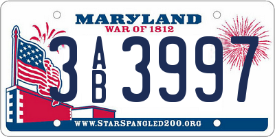MD license plate 3AB3997