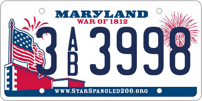 MD license plate 3AB3998