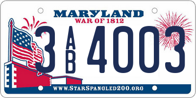 MD license plate 3AB4003