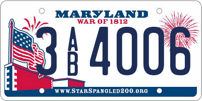 MD license plate 3AB4006