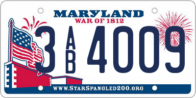 MD license plate 3AB4009