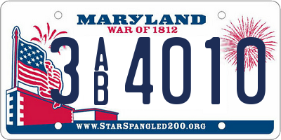 MD license plate 3AB4010