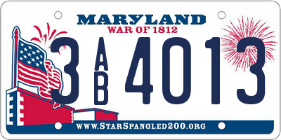MD license plate 3AB4013