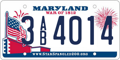 MD license plate 3AB4014