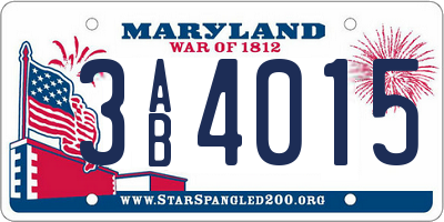MD license plate 3AB4015