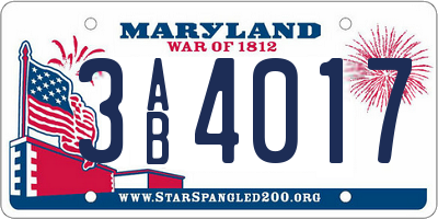 MD license plate 3AB4017