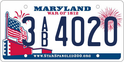 MD license plate 3AB4020