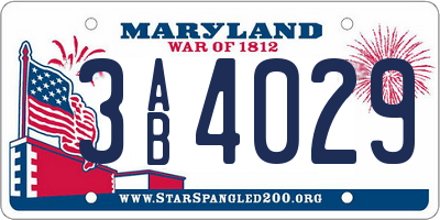 MD license plate 3AB4029
