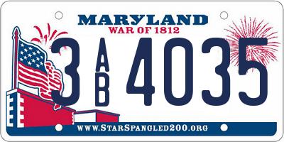 MD license plate 3AB4035