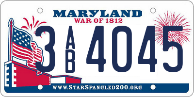 MD license plate 3AB4045