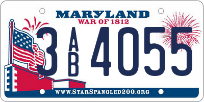 MD license plate 3AB4055