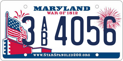 MD license plate 3AB4056