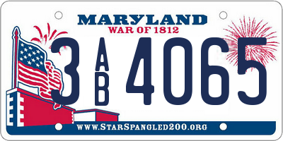 MD license plate 3AB4065