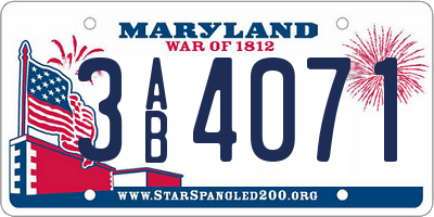 MD license plate 3AB4071