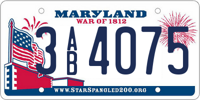 MD license plate 3AB4075