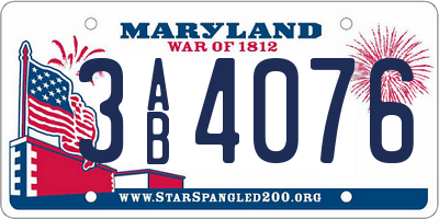 MD license plate 3AB4076