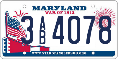 MD license plate 3AB4078